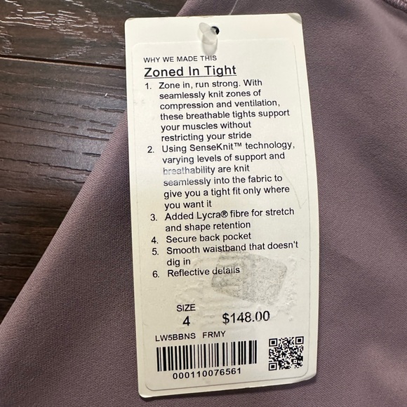 NWT Lululemon Zoned in Tight 27” Frosted Mulberry - Picture 4 of 6